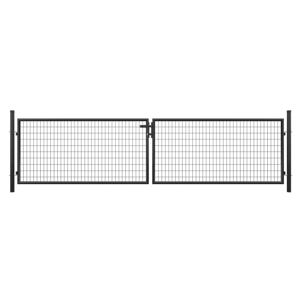 STRONG Doppeltor  RAL 7016 ANTHRAZIT, 4000 x 1000 mm inkl. Pfosten + Beschläge MW 50/100 mmextra breiter Durchgang bis zu 400 cm, Öffnungswinkel 90°, stabile Pfosten zum einbetonieren, 60 mm Durchmesser,  Art.-Nr.: T&J-44478
