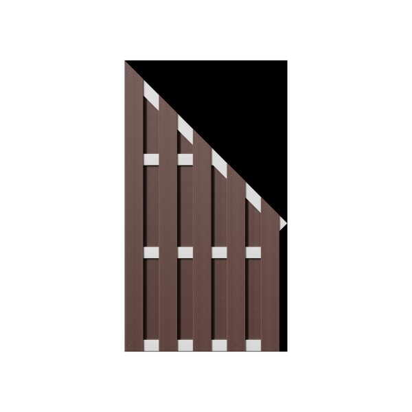 ELDENA-Serie BRAUN, 90 x 180/90 cm, WPC-Bretterzaun 4 Querriegel ALU hell eloxiertDer WPC-Zaun ELDENA kombiniert langlebige WPC-Bretter (7 x 150 mm) und stabile Aluminium-Zaunriegel (70 x 13 mm) für einfache Montage., Pflegeleicht und wartungsarm: Der inn