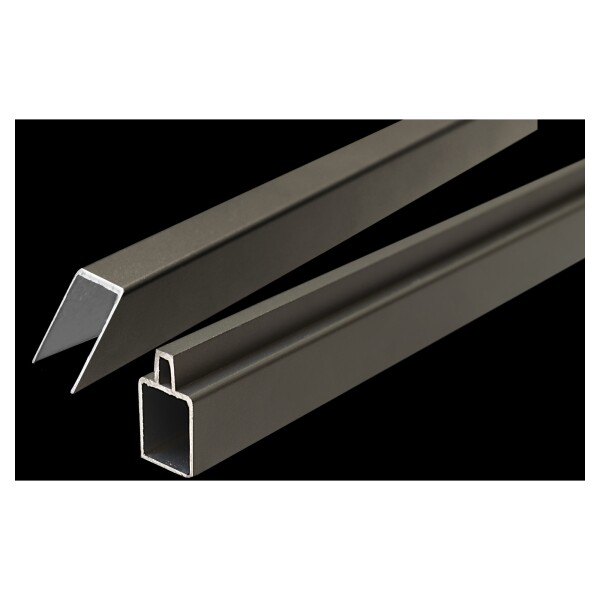 Start & Abschluss Set, ANTHRAZIT, für ein Eckelement 32/25 x 20 x 900 mm, Aluminiumaus langlebigem Aluminium, für alle ELZE- und ELSKOP-Zaunlamellen,  Art.-Nr.: T&J-44658
