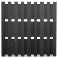 ELDENA-Serie ANTHRAZIT, 180 x 180 cm, WPC-Bretterzaun 4 Querriegel ALU hell eloxierthochwertige Oberfläche der Zaunlamellen, fein geriffelt, Zaunlamellen im Hohlkammerprofil,  Art.-Nr.: T&J-44704
