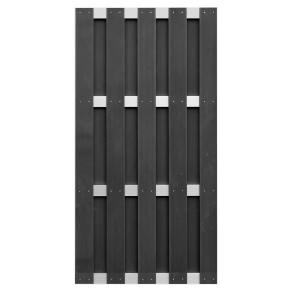 ELDENA-Serie ANTHRAZIT, 90 x 180 cm, WPC-Bretterzaun 4 Querriegel ALU hell eloxierthochwertige Oberfläche der Zaunlamellen, fein geriffelt, Zaunlamellen im Hohlkammerprofil,  Art.-Nr.: T&J-44706