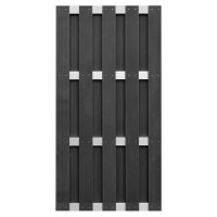 ELDENA-Serie ANTHRAZIT, 90 x 180 cm, WPC-Bretterzaun 4 Querriegel ALU hell eloxierthochwertige Oberfläche der Zaunlamellen, fein geriffelt, Zaunlamellen im Hohlkammerprofil,  Art.-Nr.: T&J-44706