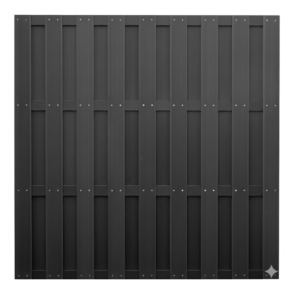 EMDEN-Serie ANTHRAZIT, 180 x 180 cm, WPC-Bretterzaun 4 Querriegel ALU anthrazithochwertige Oberfläche der Zaunlamellen, fein geriffelt, Zaunlamellen im Hohlkammerprofil,  Art.-Nr.: T&J-44708