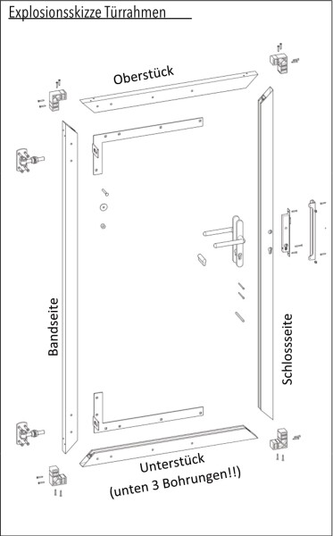 Aluminium Torrahmen für Steckzaunserien, ANTHRAZIT, 90 x 173 cm, Bausatz oh. Füllung inkl. Beschlägen, Schloss und Drückerder Torrahmen ist aus langlebigem Aluminium, für Torfüllungen bis 20 mm Stärke geeignet,  Art.-Nr.: T&J-44822