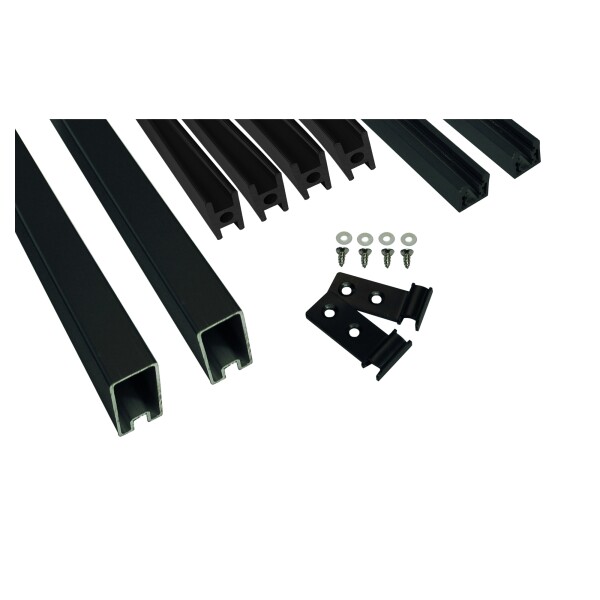 FARÖ-Serie HPL-Steckzaunsystem, Leistenset ANTHRAZIT Start-,Mittel- & Abschlussleistenhochwertige Aluminium-Leisten, inkl. aller benötigter Montageteile,  Art.-Nr.: T&J-44839