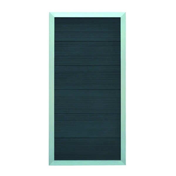 MALÖ-Serie anthrazit, 90 x 180 cm, WPC-Zaun ALU-Rahmen silberextra hohe Zaunlamellen 285 mm, umlaufender verstärkter Aluminium-Rahmen 61 x 40 mm,  Art.-Nr.: T&J-45302