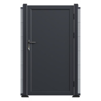 Aluminium Uni-Einzeltor, anthrazit, 100 x 173 cm, vormontiert, Alu-Füllung ohne Pfosten, inkl. Beschlägen, Schloss und DrückerMaße 100 × 173 cm: modernes Einzeltor aus Aluminium mit edler Oberfläche in Anthrazit (RAL 7022)., Vormontiert & inklusive Torbes