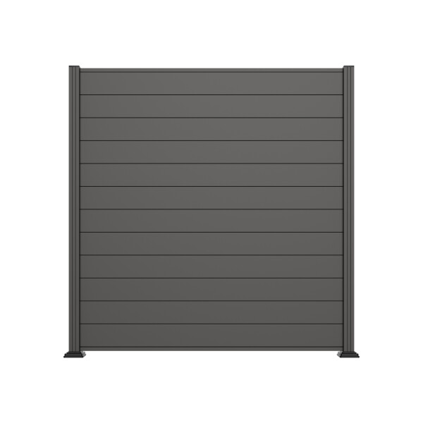 SELLIN-Serie, Alu-Steckzaun-Set, ca. 180 x 180 cm, anthrazit Abschlussleiste und Clips separat in silber oder anthrazitRahmenloses Stecksystem: 12 lose Aluminium-Bretter (1800×157×20 mm) mit strukturierter Oberfläche – modern, robust & pflegeleicht., Einf