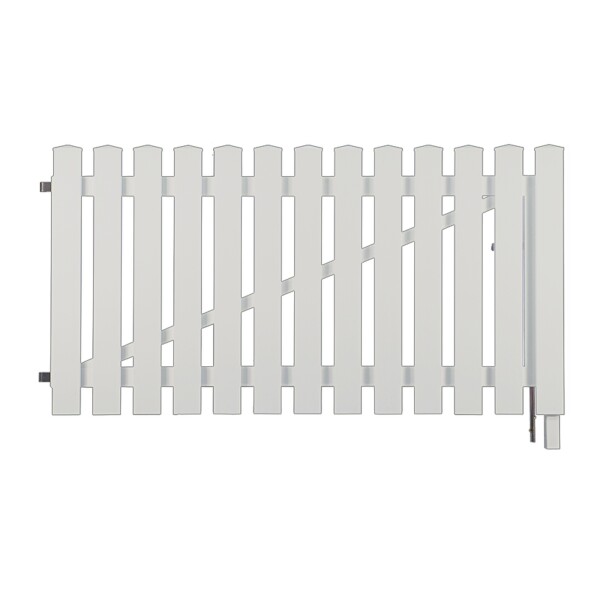 LIGHTLINE KS-Vorgartentor weiß, 300 x 80 cm, 2-flügl. inkl. Beschläge aus hochwertigem Fensterkunststoff hergestellt, Lieferung erfolgt inkl. der Zaunhalter,  Art.-Nr.: T&J-46219