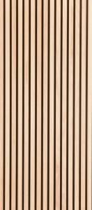 20 x 600 x 3000 mm Akustikpaneele Hotán®-Harmony Akustik Paneele Furnier Eiche, Vlies schwarz MDF-Streifen schwarz eingefärbt, Oberfläche Echtholz furniert, geschliffen 27×11mm, montiert auf 9mm Akustikvlies