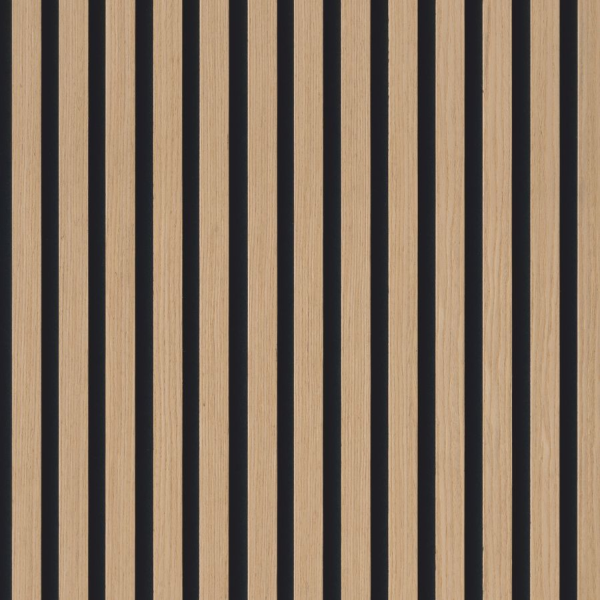 22 x 526 x 2600 mm Akustikpaneele Klangwunder Expert, Natureiche, roh, MDF schwarz eingefärbt, Filz schwarz , 1mm Echtholz-Furnier, Aufbau: 22 mm (MDF 12mm + 1mm Echtholz-Furnier + 9mm Filz)