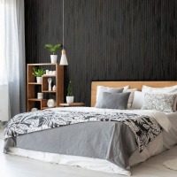 22 x 526 x 2600 mm Akustikpaneele Klangwunder Expert, Eiche kerngeräuchert, roh, MDF schwarz eingefärbt, Filz schwarz, 1mm Echtholz-Furnier, Aufbau: 22 mm (MDF 12mm + 1mm Echtholz-Furnier + 9mm Filz)