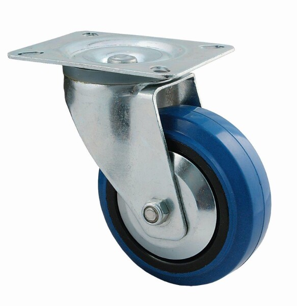80 mm Blue Wheels-Lenkrolle mit Rollenlager und Fadenschutz, Tragkraft: 120 kg