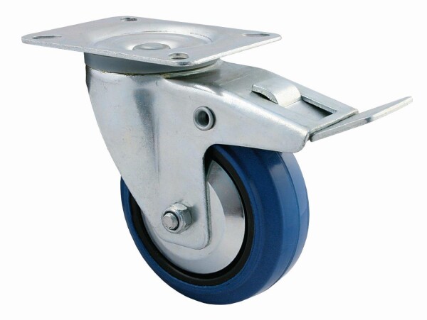 80 mm Blue Wheels-Bremsrolle mit Rollenlager und Fadenschutz, Tragkraft: 120 kg