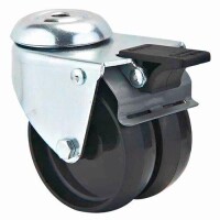 50 mm Apparate-Doppelrollen mit Gleitlager-Rückenloch Bremsrolle (10,2 mm), Tragkraft: 60 kg