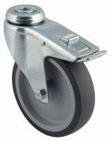 100 mm Schwere Apparate Bremsrollen mit Gleitlager u. Rückenloch (10 mm), Tragkraft: 100 kg