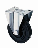 80 mm Vollgummi-Bockrolle auf Kunststofffelge mit Rollenlager, schwarz, Tragkraft: 50 kg