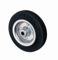 100 mm Vollgummi-Rad mit Rollenlager und Fadenschutz, schwarz, Tragkraft: 70 kg