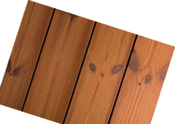 26 x 140 mm Thermisch modifizierte Kiefer, eins. Gebüstet / Rückseite glatt geh. Mit Clip-Nut, ROG-Clip (RC-01 & T3601), Längen:300 bis 540 (alle 30 cm) je nach Verfügbarkeit (Eingabe bei Bestellung / Menge = Lfm.)