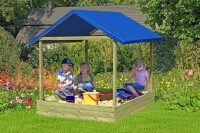 SOPHIE Sandkasten mit blauem Dach, 152x152x180cm, VE: 4, Art.-Nr.: 67032