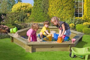 CARLO 6-eck Sandkasten, grün, Ø230x30cm, VE: 8, Art.-Nr.: 67049