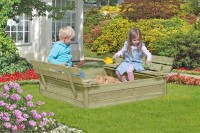 KALLE Sandkasten mit Klappdeckel, grün, 120x120x25cm, VE: 10, Art.-Nr.: 67050