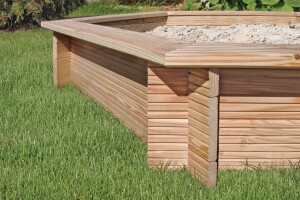 LINDA 6-eck Sandkasten, Lärche, Ø230x30cm, VE: 8, Art.-Nr.: 67054