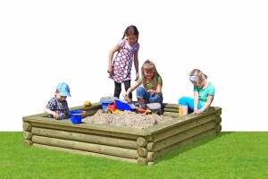 PAULO Sandkasten aus Palisaden, grün, 180x180x37cm, VE: 1, Art.-Nr.: 67055