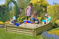 PAULO Sandkasten aus Palisaden, grün, 180x180x37cm, VE: 1, Art.-Nr.: 67055