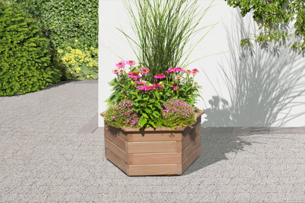 KATY Pflanzkasten sechseckig, Lärche, Ø60x35cm, VE: 6, Art.-Nr.: 61021