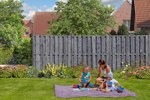 NATURA Bohlen-Zaun, grau, 180x180cm, VE: 21, Art.-Nr.: 51182