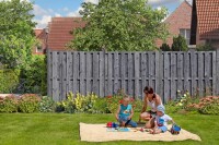 NATURA Bohlen-Zaun, grau, 180x180cm, VE: 21, Art.-Nr.: 51182