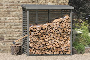 Kaminholzregal FLAMMO L mit Rückwand, grau,...