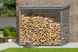 Kaminholzregal FLAMMO XL mit Rückwand, grau,...