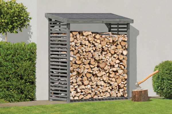 Kaminholzregal FLAMMO L, grau, 208x75x200cm, VE: 4, Art.-Nr.: 66015