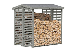 Kaminholzregal FLAMMO L, grau, 208x75x200cm, VE: 4, Art.-Nr.: 66015