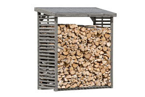 Kaminholzregal FLAMMO L, grau, 208x75x200cm, VE: 4, Art.-Nr.: 66015