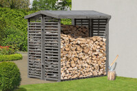 Kaminholzregal FLAMMO L, grau, 208x75x200cm, VE: 4, Art.-Nr.: 66015