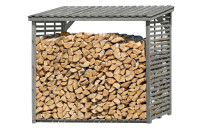 Kaminholzregal FLAMMO XL, grau, 237x114x203cm, VE: 4, Art.-Nr.: 66016