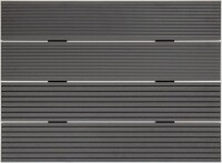 24 x 142 x 4950 mm VIVADECK® Terrassendielen WPC, Ovalhohlkammer-Profil, Kombiprofil mit seitlicher Clip-Nut für VD012 & T3601, Granit (Abrechnung nach Lfm.)