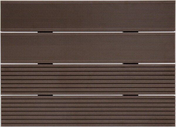 24 x 142 x 2950 mm VIVADECK® Terrassendielen WPC, Ovalhohlkammer-Profil, Kombiprofil mit seitlicher Clip-Nut für VD012 & T3601, Bongossi (Abrechnung nach Lfm.)