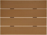24 x 142 x 4950 mm VIVADECK® Terrassendielen WPC, Ovalhohlkammer-Profil, Kombiprofil mit seitlicher Clip-Nut für VD012 & T3601, Bangkira (Abrechnung nach Lfm.)