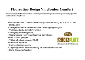 4,5 x 181 x 1220 mm Floorentino Design Vinylboden Comfort "Stockholm" incl. Trittschall, Struktur gebürstet, Feuchtraum geeignet, Pak. 14 St. / 3,09 qm, Palette: 123,66 qm