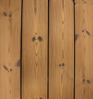 26 x 185 mm Thermisch modifizierte Kiefer, eins. Gebüstet / Rückseite glatt geh. Mit Clip-Nut, ROG-Clip (RC-01 & T3601), Längen: 360-390-420-450-180-510-540 cm je nach Verfügbarkeit (Eingabe bei Bestellung / Menge = Lfm.)