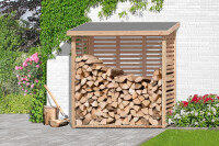 Kaminholzregal KAMO L mit Rückwand, Lärche, 200x75x200, VE: 1, Art.-Nr.: 66018