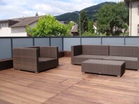 25 x 130 mm Thermisch Mod. Tulipwood Terrassendiele Select DC 1, glatt gehobelt & gebürstet, Oberfläche geölt mit seitlicher N&F, Längen: 240-300-330-360-390-420 und 450 cm (Abr. Lfm.)