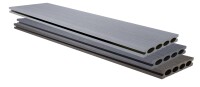 24 x 142x 2950 mm VIVADECK® Terrassendielen BPC CoEx, Ovalhohlkammer-Profil, Oberfläche: feingerillt & glattgebürstet Clip-Nut, Steingrau (Abrechnung nach Lfm.)
