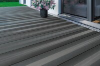 21 x 195 mm Megawood Classic Varia Braun Barfußdiele, Oberläche: einseitig, teilgeriffelt mit Farbverlauf, Längen: 420-480-600 cm "Abverkauf" (Shop / Abrechnung: Stück = Lfm.)