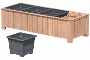 CLEO 4er Pflanzkasten, Lärche, 134x38x30cm, VE: 6, Art.-Nr.: 60924