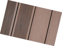 20 x 146 mm VIVADECK® WPC Vintage-Terrassendielen, Braun-Massiv-Profil, Kombi-Profil eins. Gebürstet / eins. Fein gerillt, mit seitlicher Clip-Nut für VD022 & T3601, Längen: 295 cm (Eingabe bei Bestellung / Menge = Lfm.)